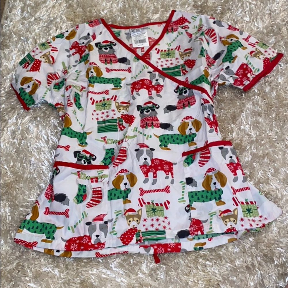 Holiday Dog scrub top